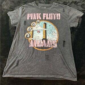 Pink Floyd Animals Distressed Band Tee Vintage Wash Grunge Rock Shirt